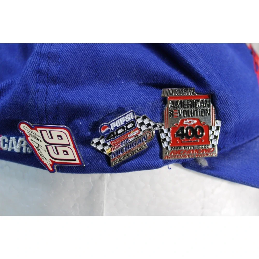 Vintage‎ Jeff Burton NASCAR Hat Blue Red #99 with 5 Pepsi 400 2005 Pins